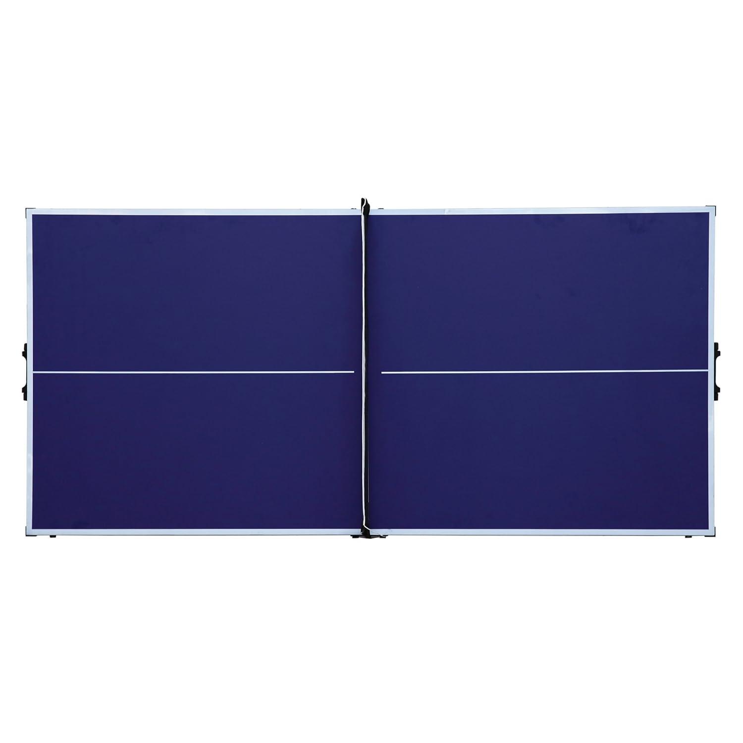 Compact 60" Blue Melamine Folding Indoor Table Tennis Table with Accessories