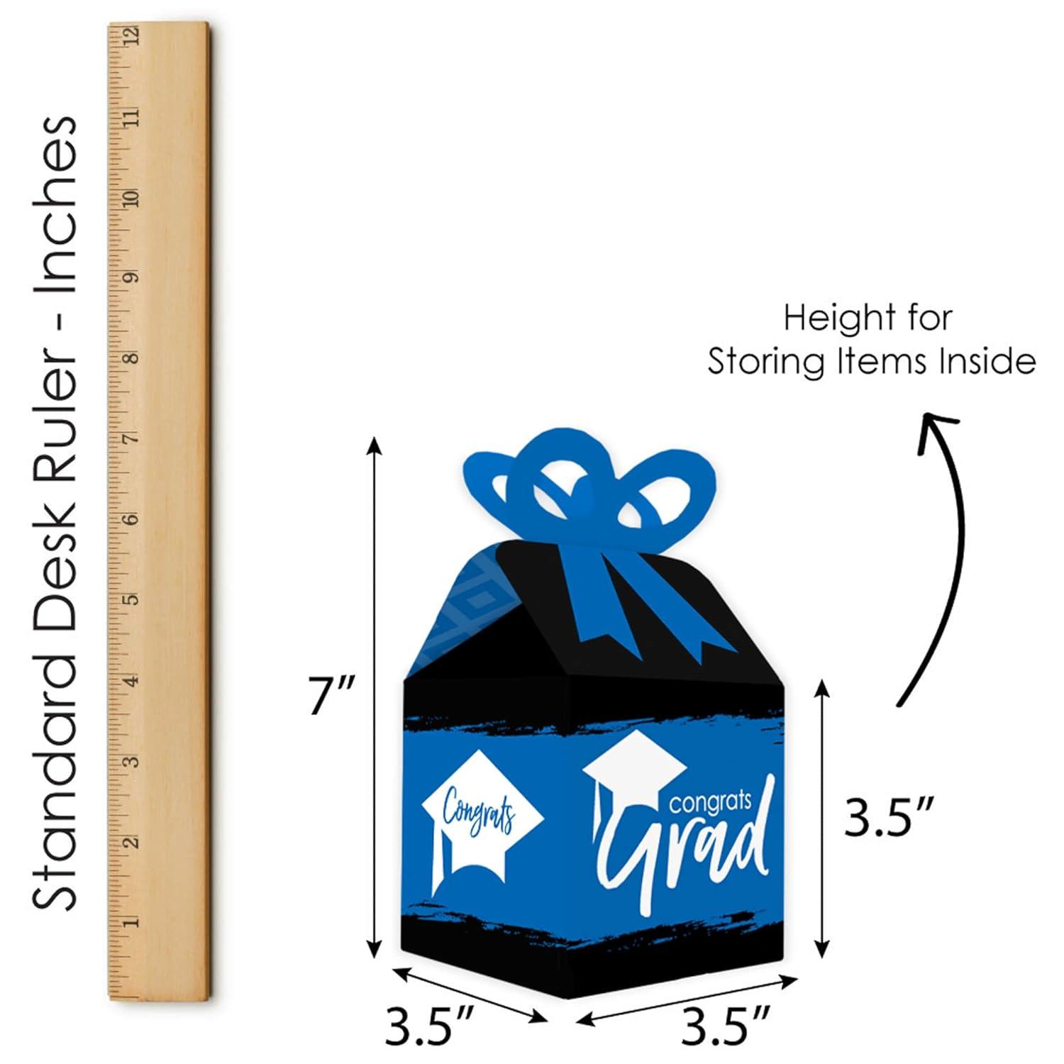 Big Dot of Happiness Blue Grad - Best is Yet to Come - Square Favor Gift Boxes -  Royal Blue Graduation Party Bow Boxes - Set of 12