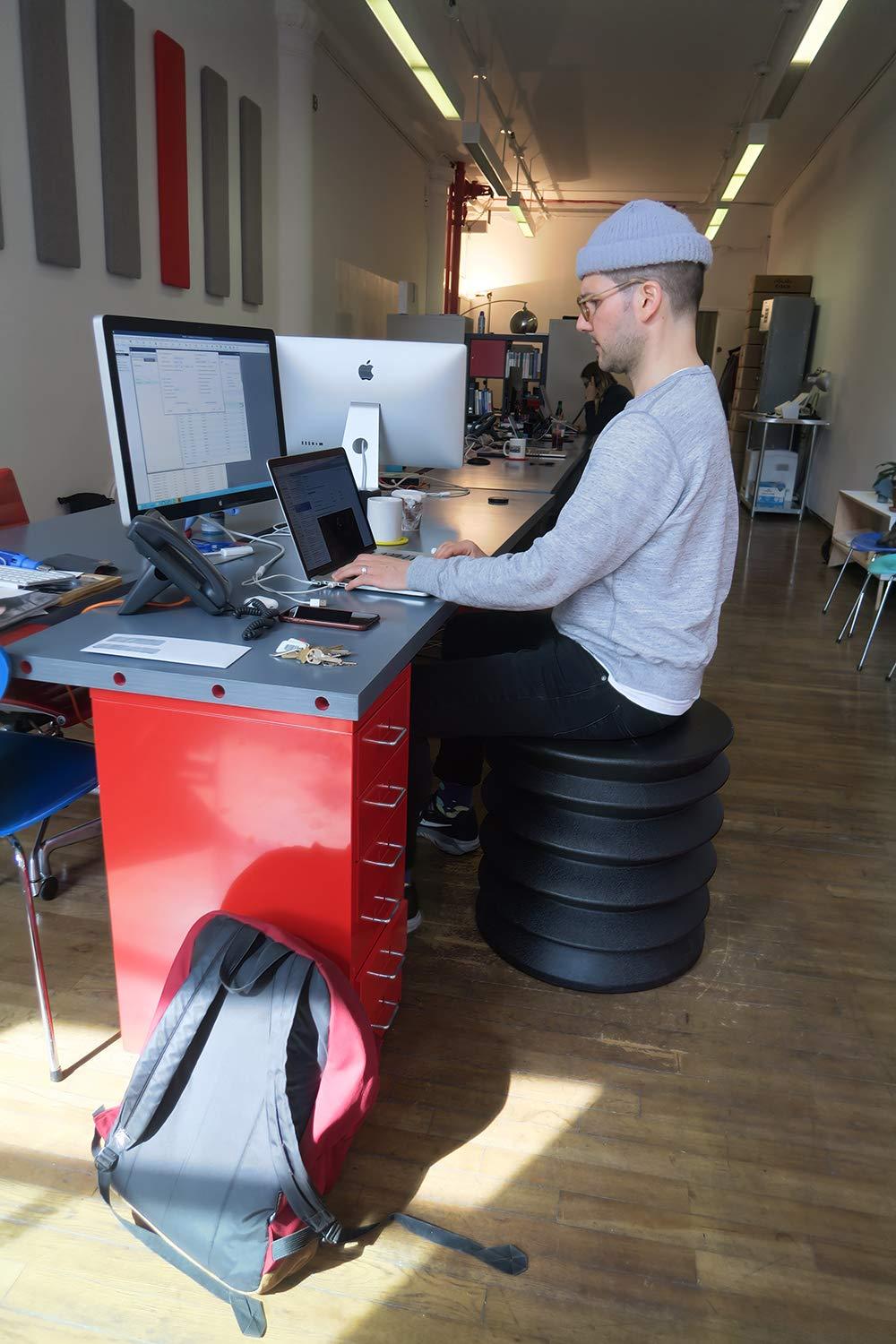 Black Ergonomic Drum Base Swivel Active Sitting Stool