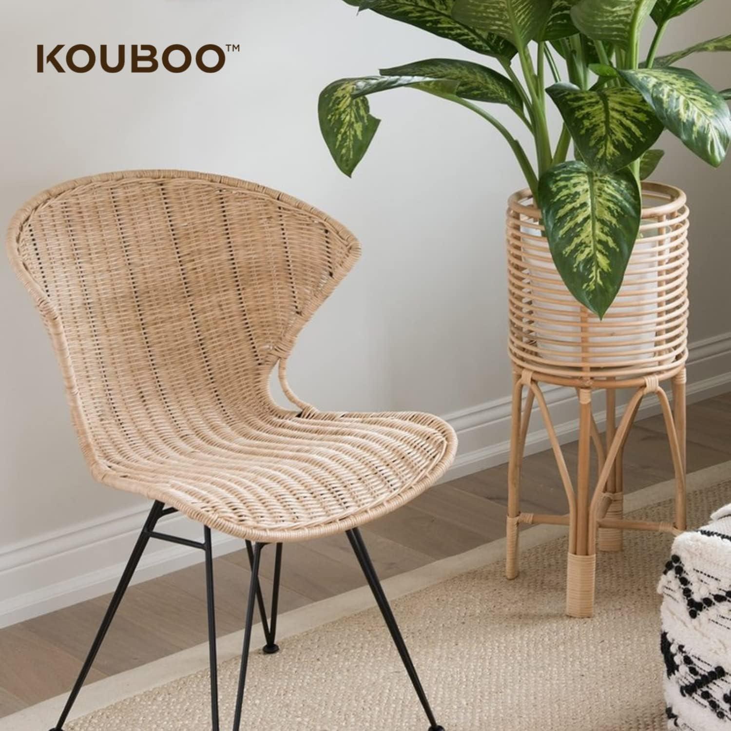 Kouboo Rattan Indoor Plant Stand, Rattan Modern Plant Stands for Living Room Balcony and Garden, Medium, Natural