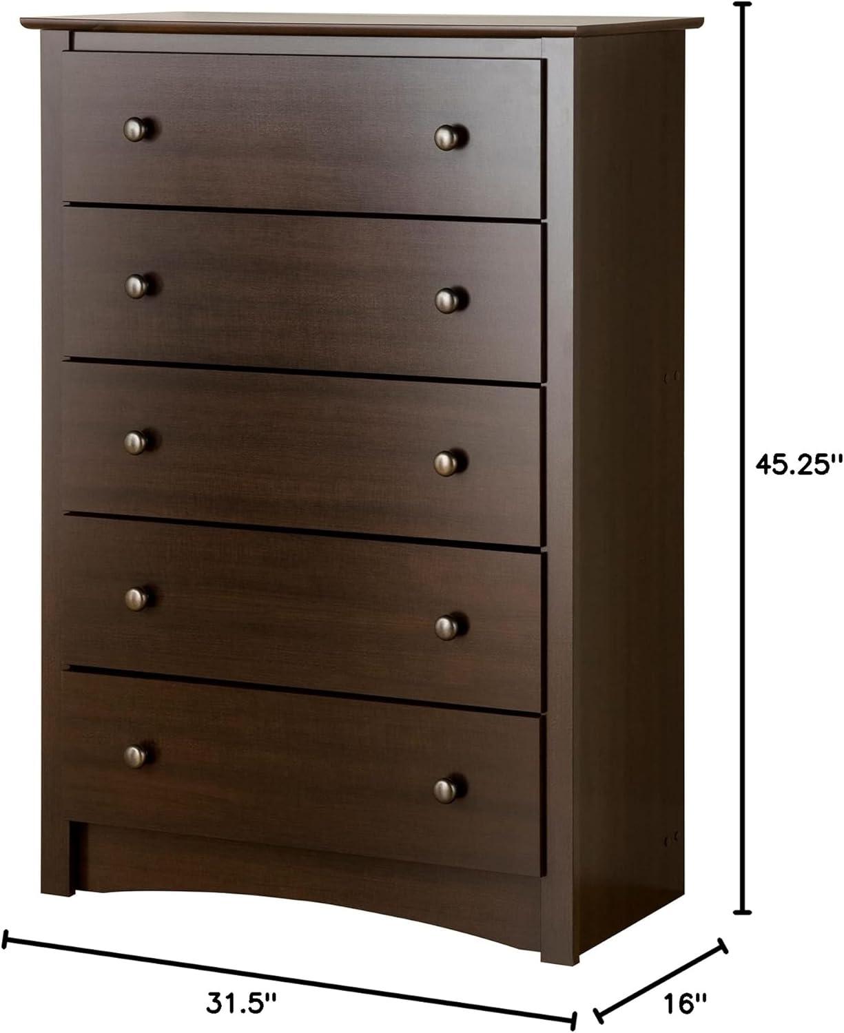 King Mate's Platform Storage Bed with 6 Drawers Drifted Gray - Prepac: King-Sized, No Box Spring Needed