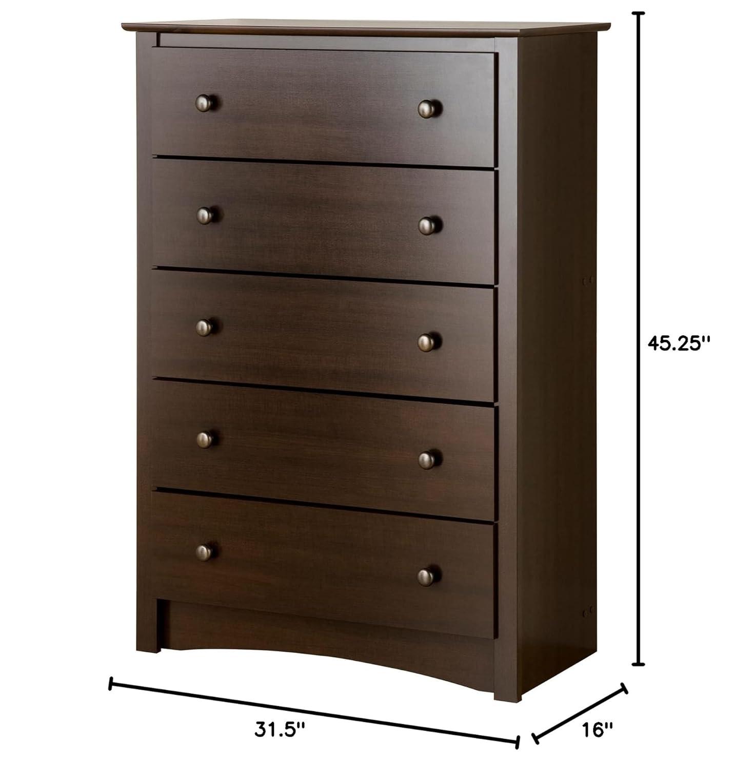 King Mate's Platform Storage Bed with 6 Drawers Drifted Gray - Prepac: King-Sized, No Box Spring Needed