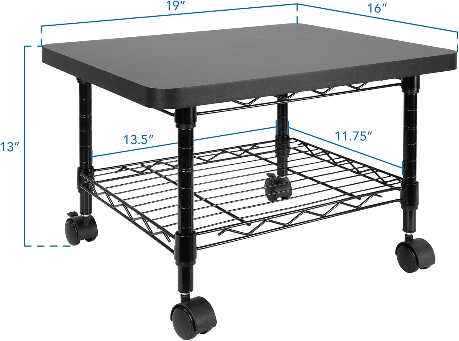 Mount-It! Under Desk Printer Stand with Wheels & Storage Shelf for Office and Home Use, 2 Tiers