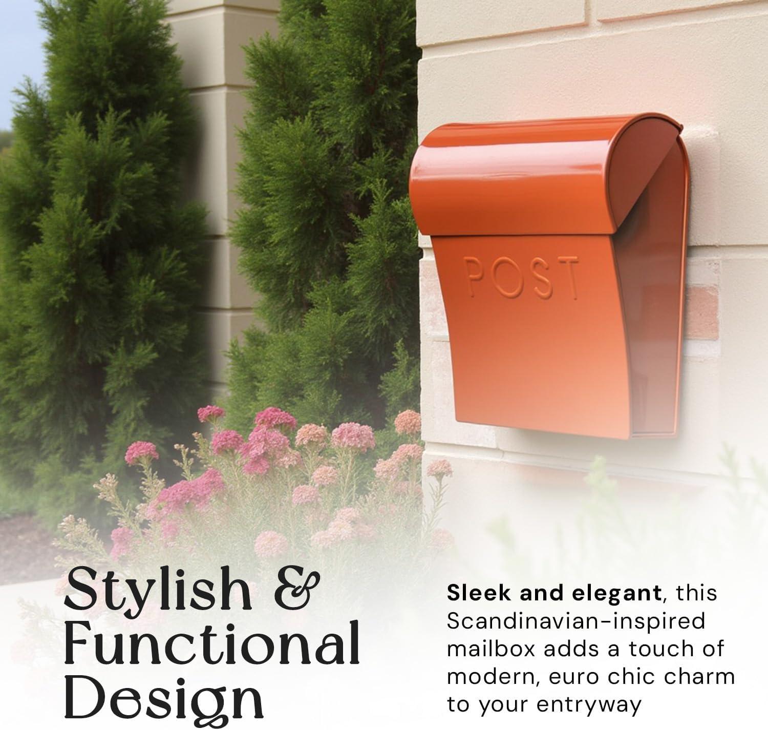 NACH Vicki Euro Farmhouse Max Water and Rust Protection Post Wall Mounted Mailbox