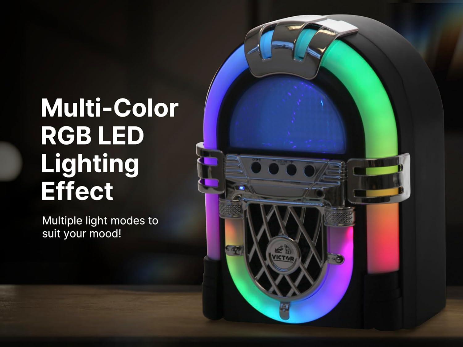 Sakar Victor Mini Bluetooth Jukebox with Multicolor LED Lighting