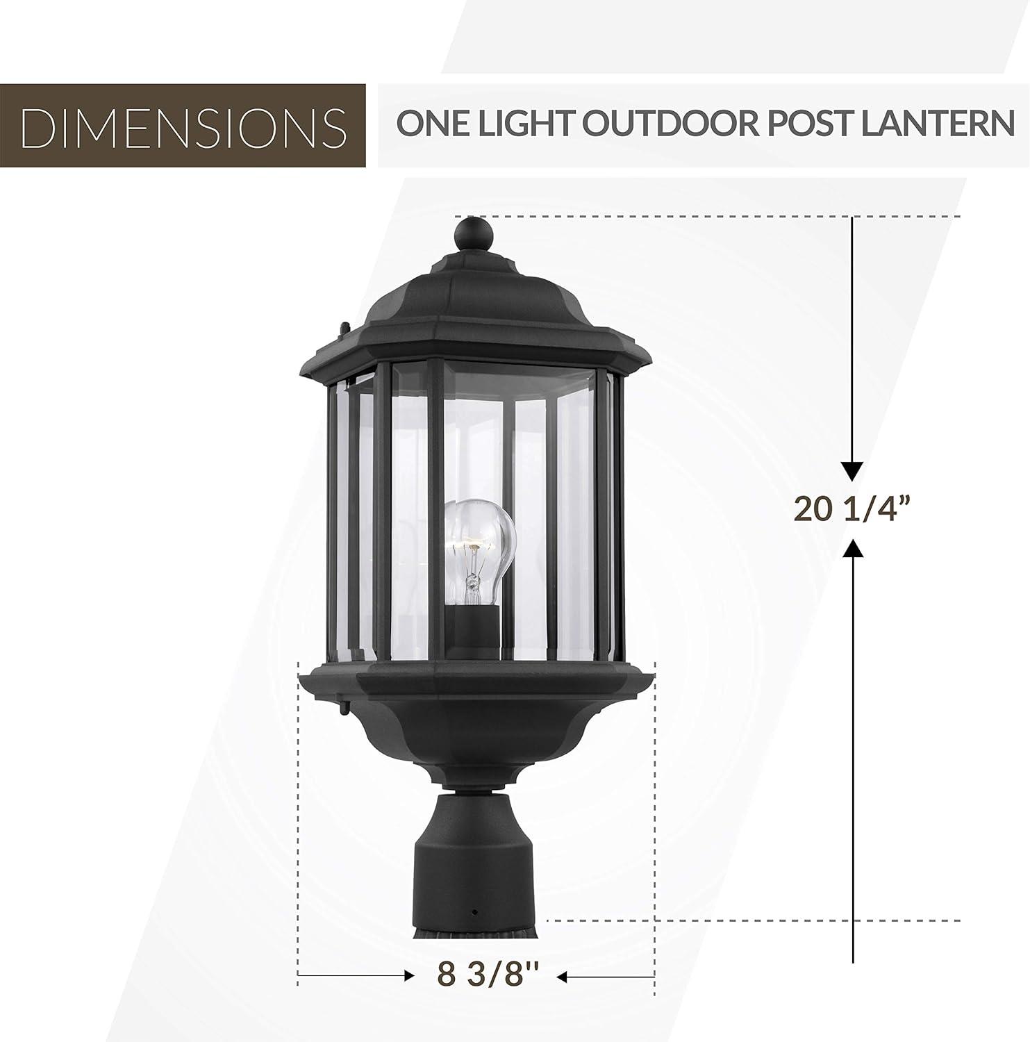 Black Outdoor Post Lantern with Clear Beveled Glass