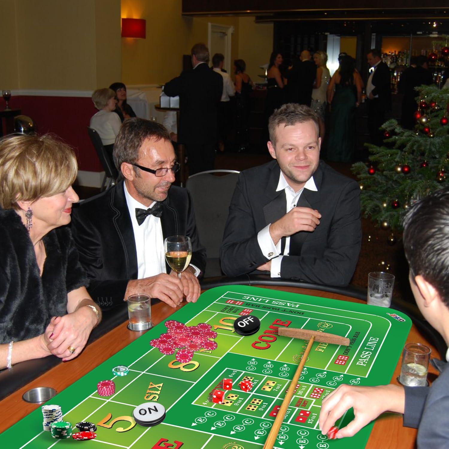 GSE 70" x 35" Casino Craps Tabletop Layout Mat with Carrying Bag, Non-Slip Rubber Layout Mat