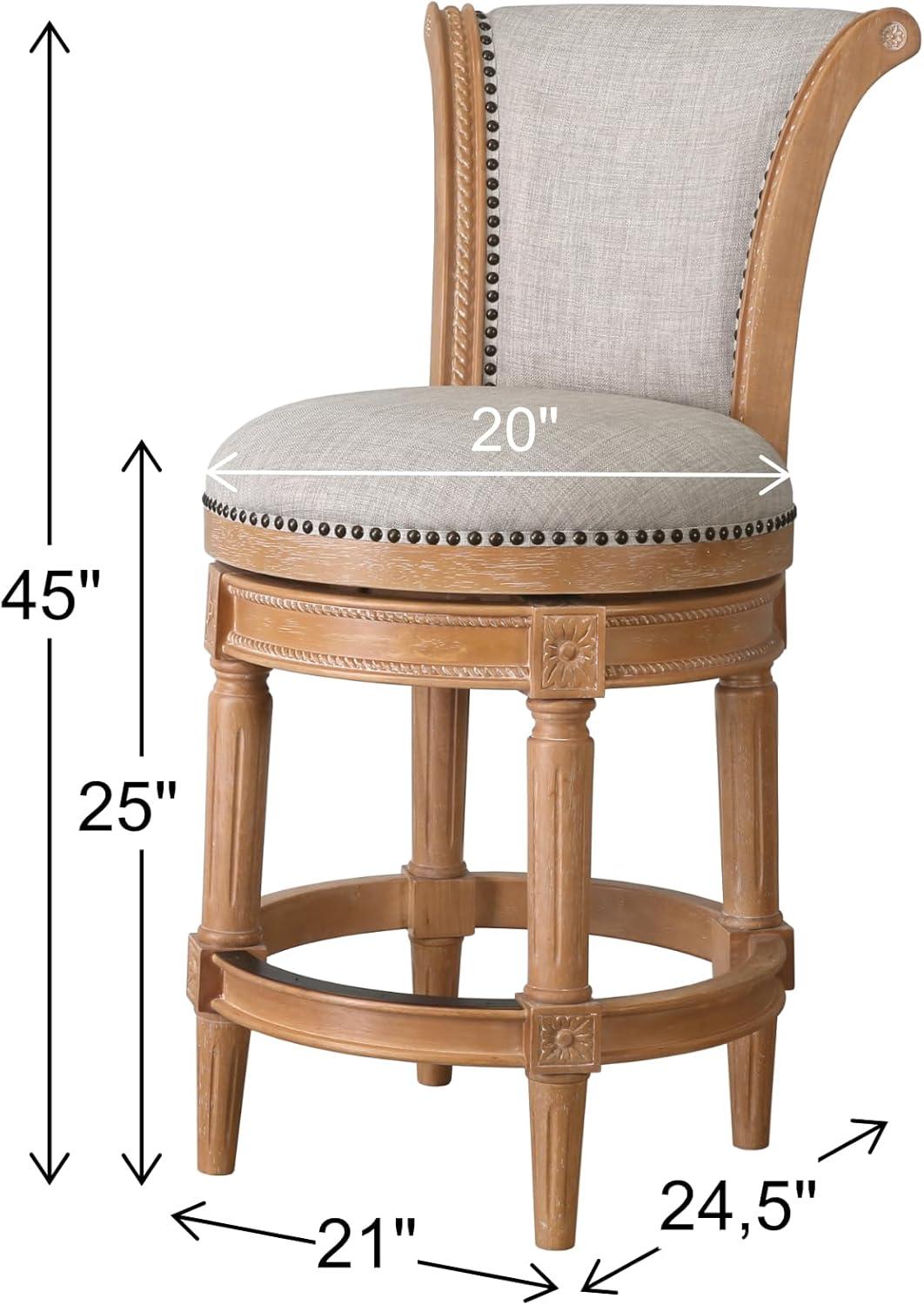 Chapman 26in. Counter-Height Wood Swivel Barstool with Back- Weathered Natural