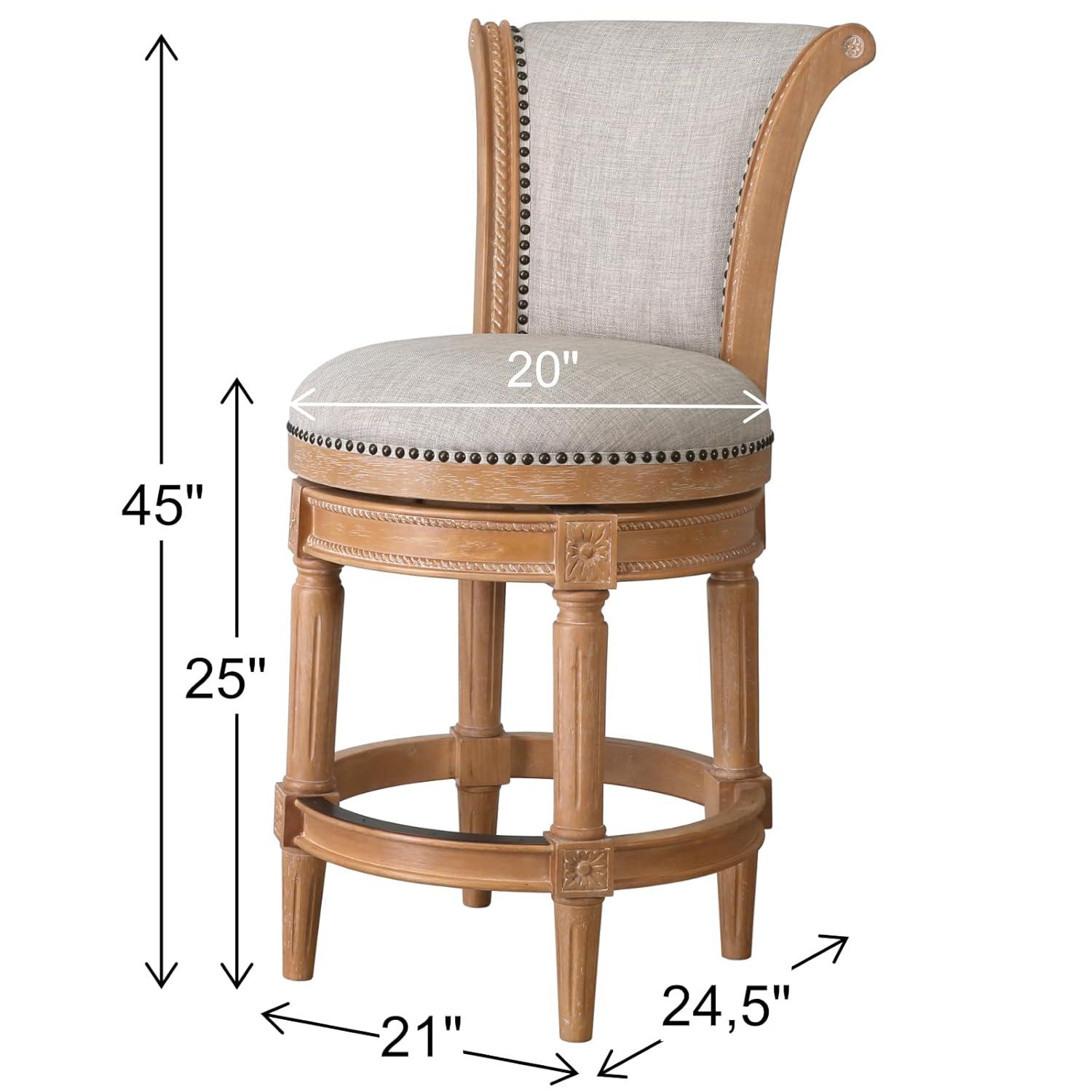 Ophelia & Co. Ted High Back Solid Wood Swivel Bar Stool