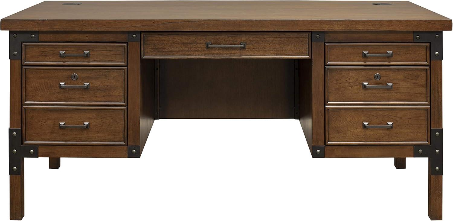 Martin Furniture Addison Half Pedestal Desk Auburn : Sturdy Office Furniture with File Storage, No Assembly Required