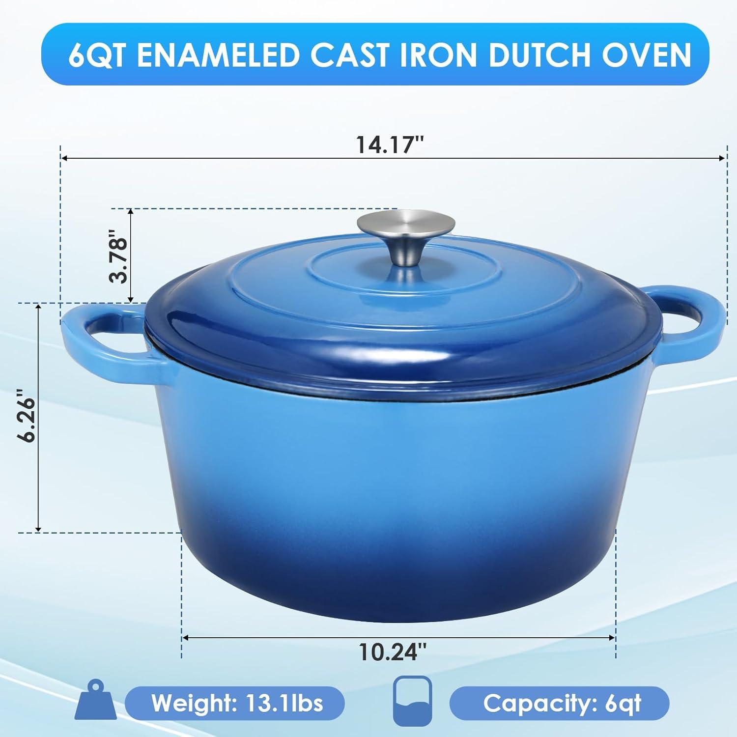 SPECIALTY FLOORING INC Dutch Oven,Enameled Cast Iron Dutch Oven Cooking Pot With Lid & Dual Handles, For Bread Baking Braising Stewing, Heavy Duty & Non Stick, Oven & All Stovetops Safe