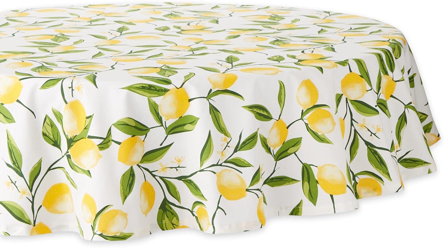 Colorful Floral Blossom Print Round Fabric Tablecloth