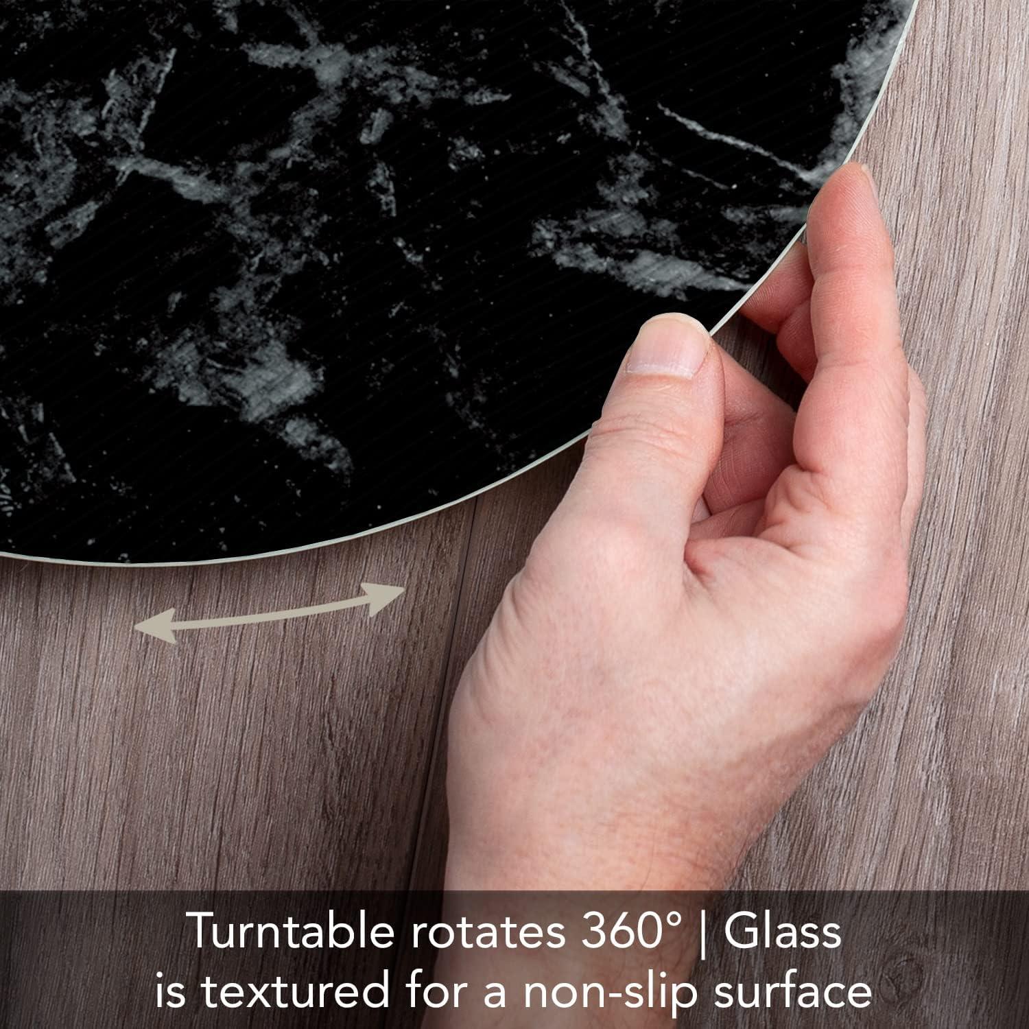 CounterArt Black Marble Design Lazy Susan Turntable 13" Round