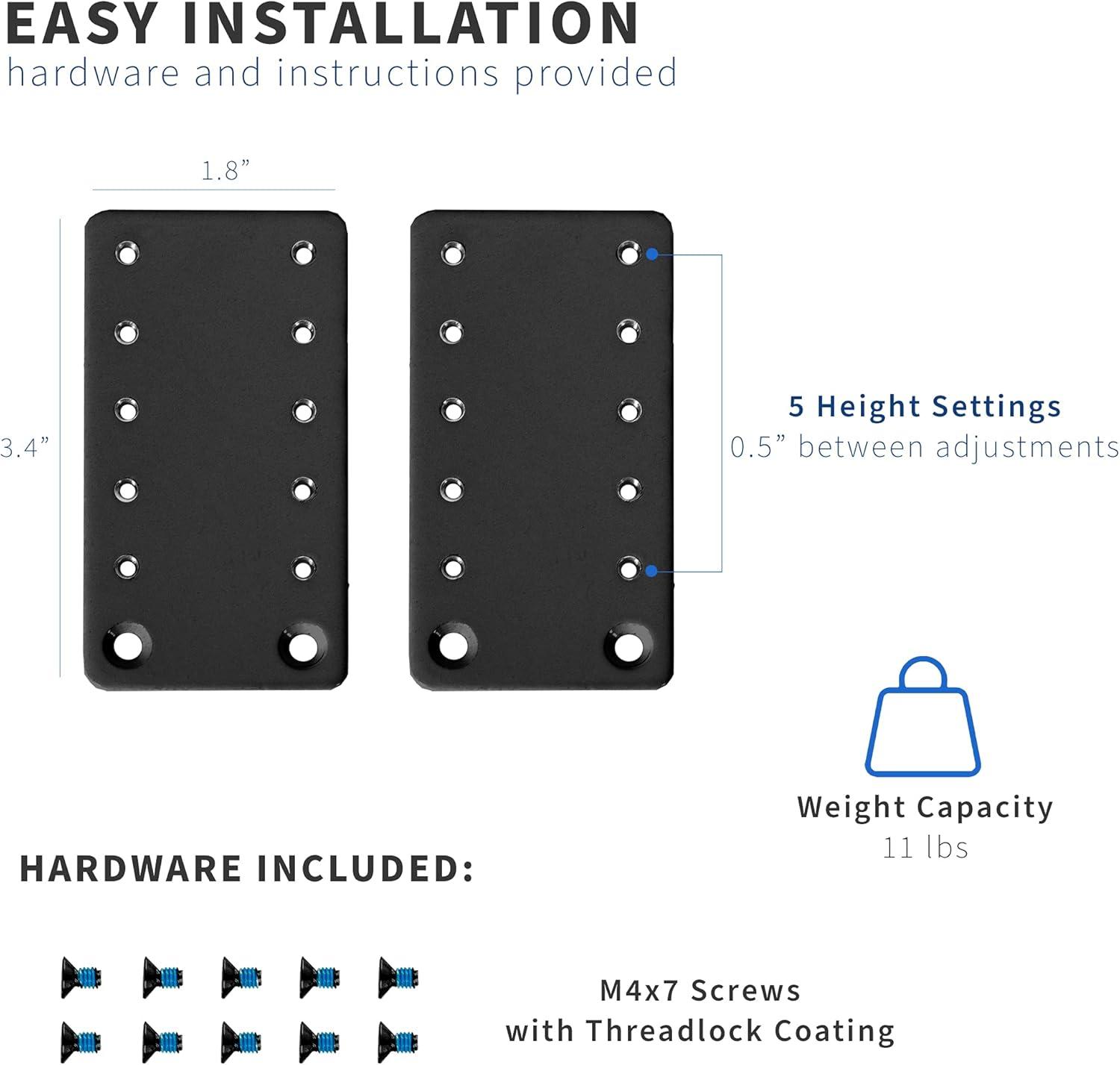 VIVO Steel Height Adjustment Kit Brackets for Computer Keyboard and Mouse Trays, Fits MOUNT-KB05A, MOUNT-KB05D, MOUNT-KB05E, and More, Black, MOUNT-KB5SP