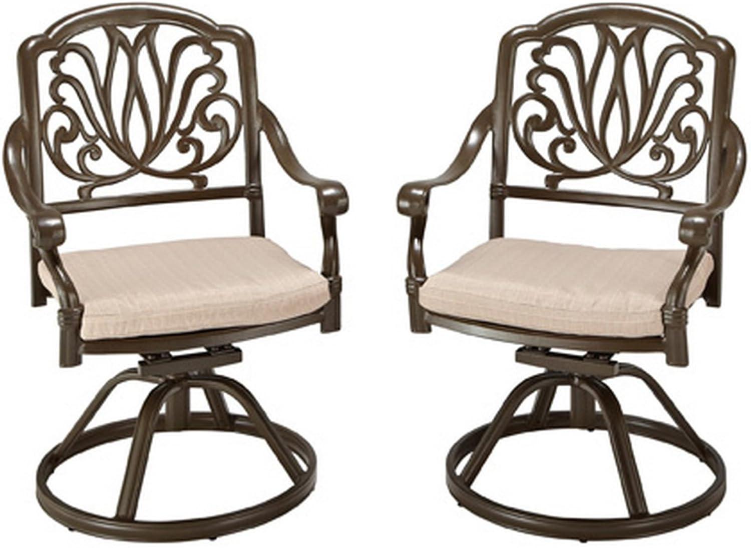 Homestyles Capri Aluminum Outdoor Swivel Rocking Chair in Taupe