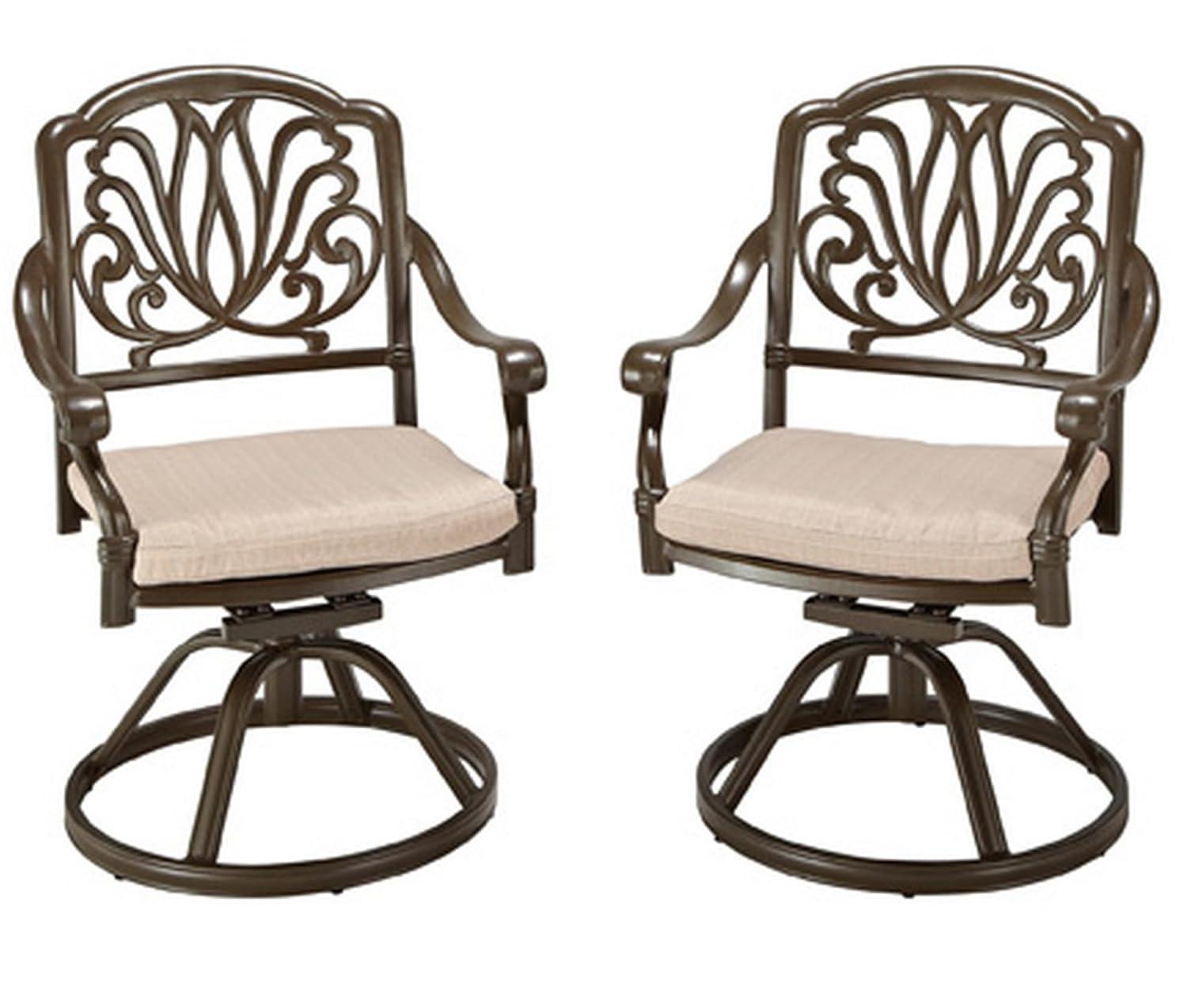 Homestyles Capri Aluminum Outdoor Swivel Rocking Chair in Taupe