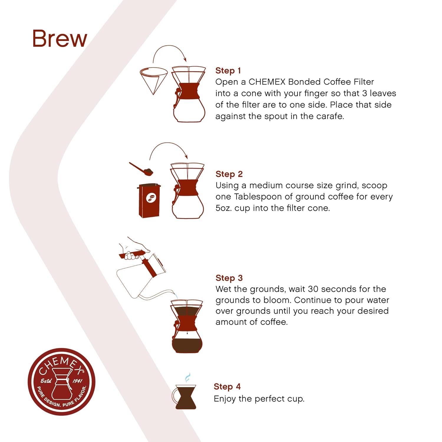 Chemex ® 8-Cup Glass Pour-Over Coffee Maker with Natural Wood Collar