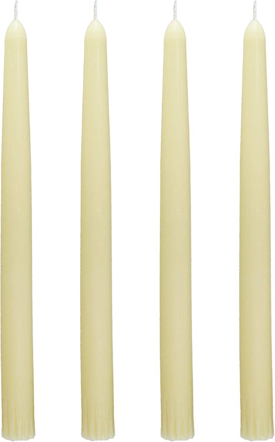 CANDWAX 10 inch Taper Candles Pack of 4 - Dripless Taper Candles and Unscented Candlesticks - Perfect as Dinner Candles and Household Candles - Ivory Candles