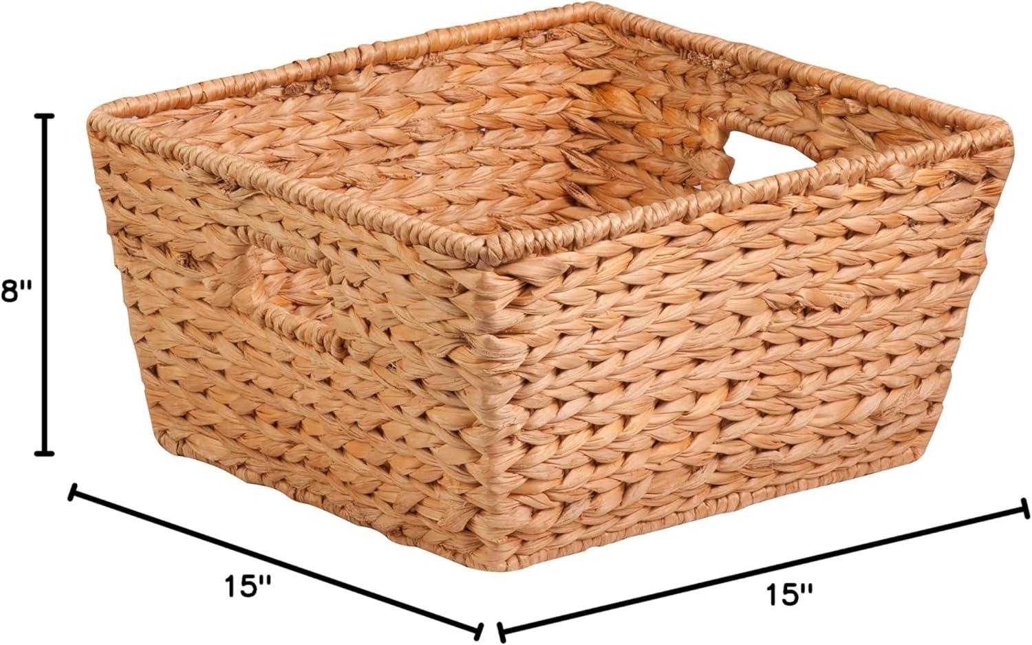 Natural Wicker Square Storage Basket with Handles