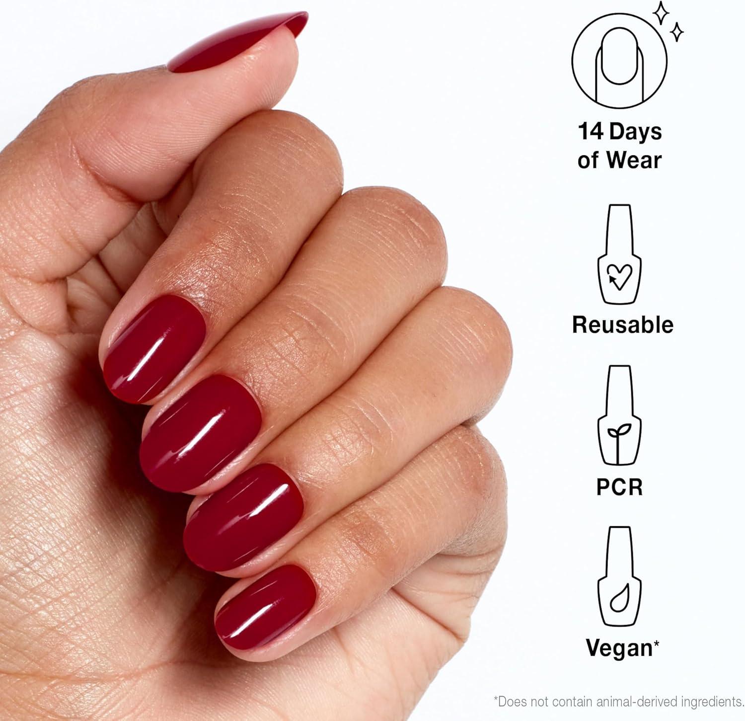 OPI xPRESS/ON Press on Nails | Short Round Classic Shape Nail Art | Dark Colors | 30 Count With Glue | Instant Gel-Like Salon Manicure | Long Lasting, Reusable, Non-damaging