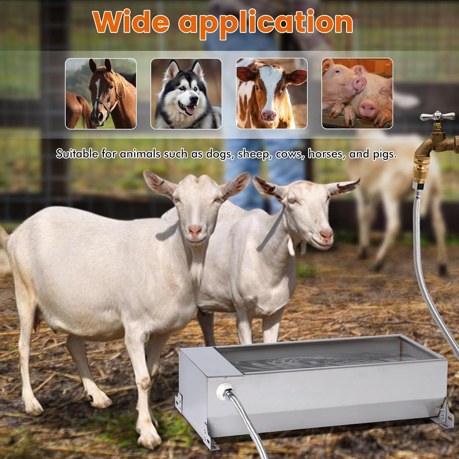 Automatic Dog Water Bowl Dispenser Large Breed Outdoor Stainless Steel Automatic Livestock Water Trough Large Capacity Auto Fill Dog Waterer with Float Valve, for Dog Chicken Geese Duck Goat Pig