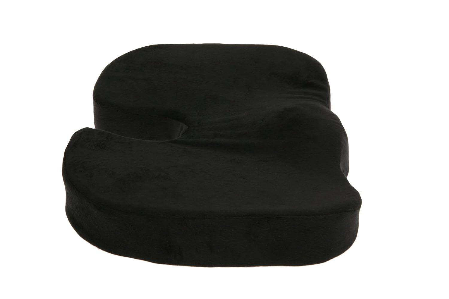 Deluxe Comfort Coccyx Orthopedic Memory Foam – Tailbone Support – Great for Car or Office – Seat Cushion, Black