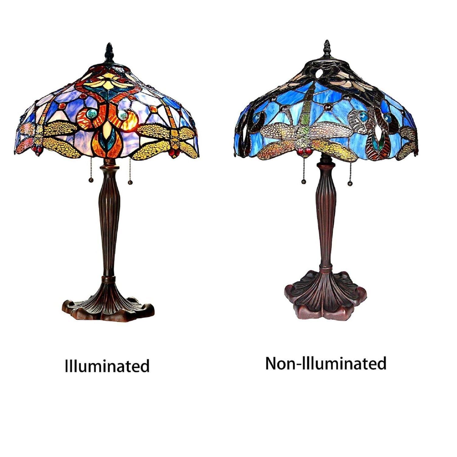 Chloe Lighting Julia Tiffany-style 2 Light Dragonfly Table Lamp 17" Shade