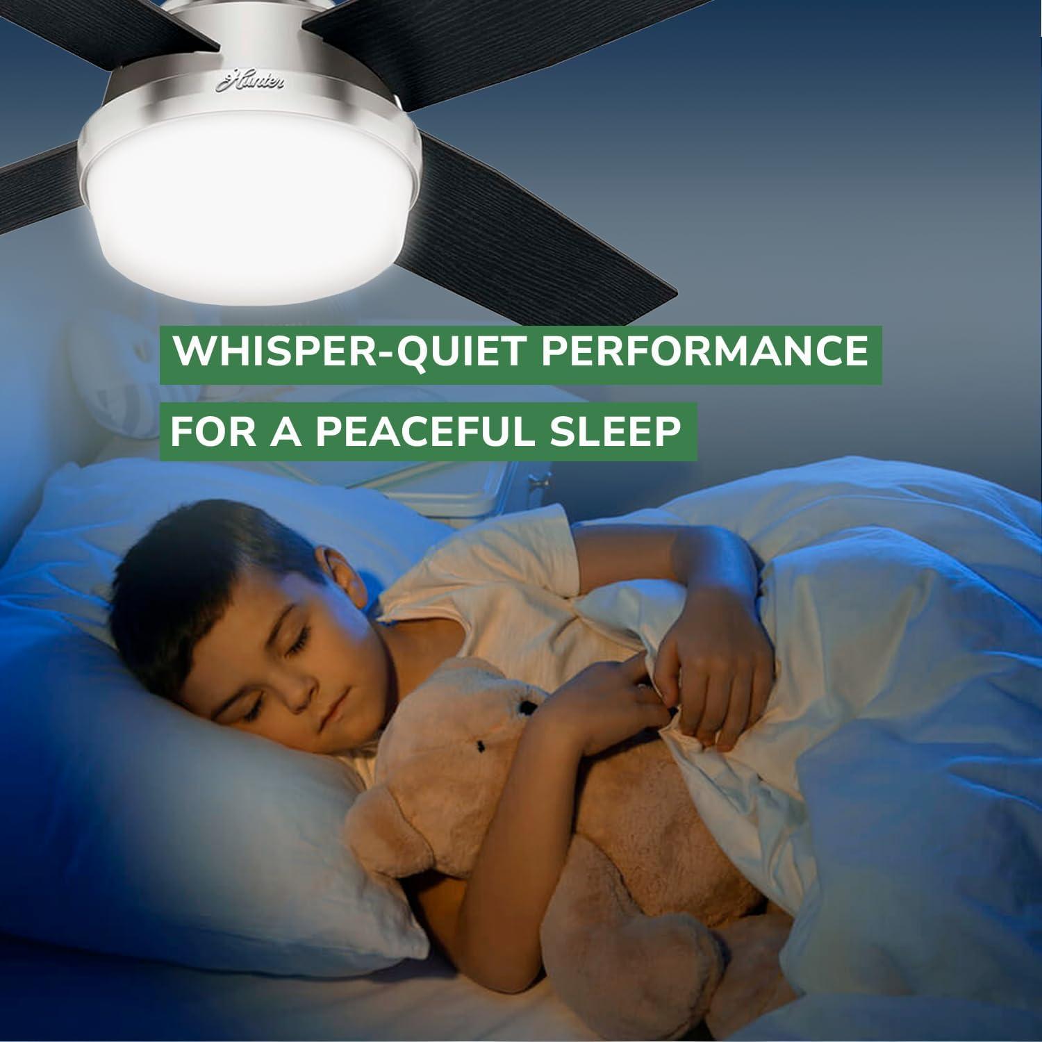 Dempsey Low Profile 44" 4 - Blade Indoor Flush Mount Small Room Ceiling Fan with Lights and Remote