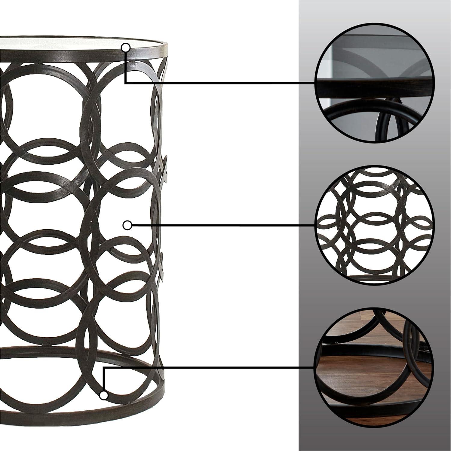 FirsTime & Co. Interlocking Circles Side Accent Table, 22"H x 16.75"W x 16.75"D, Oil Rubbed Bronze