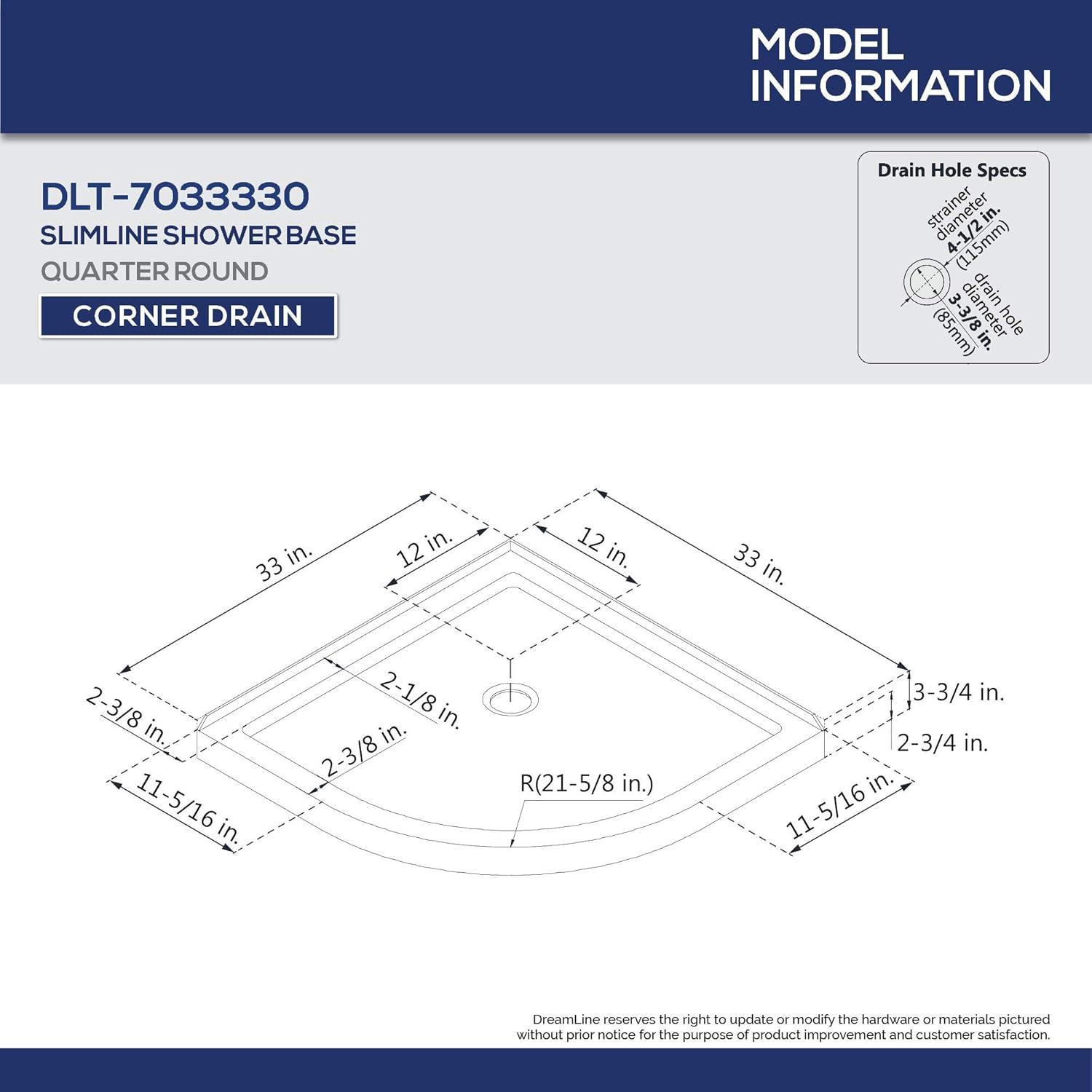 Prime 33" W x 33" D x 74.75" H Semi-Frameless Sliding Shower Enclosure with Base Included