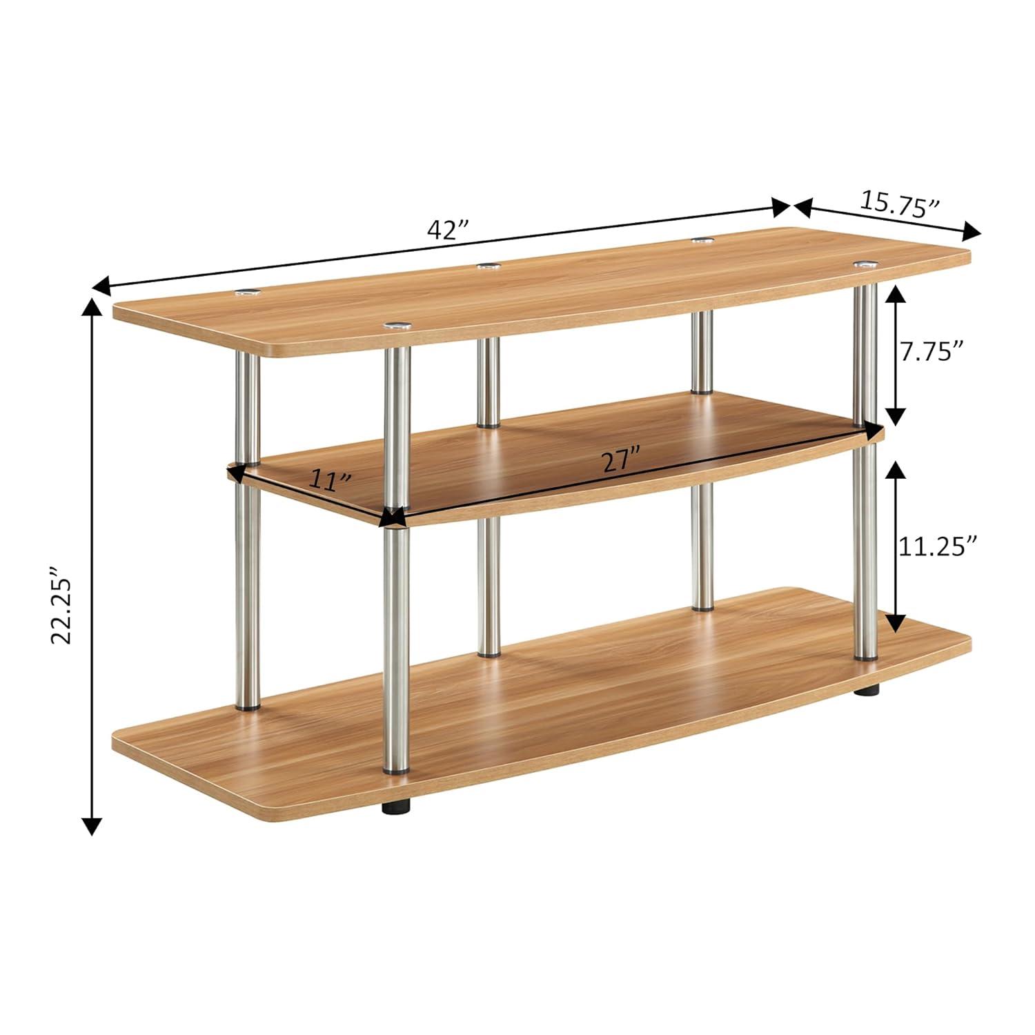 Convenience Concepts Designs2Go No Tools 3 Tier Wide TV Stand for TVs up to 46", Light Oak