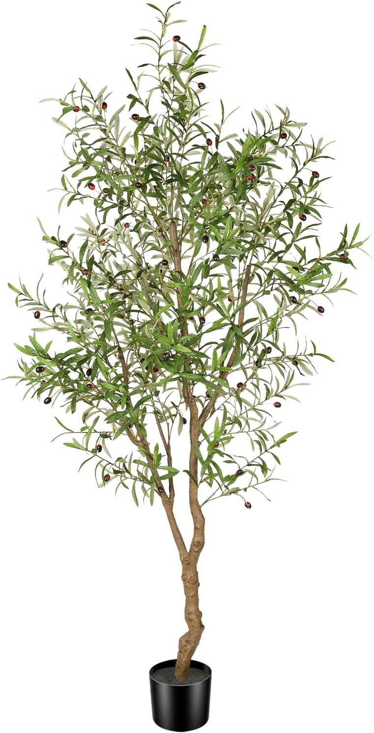 7ft Tall Faux Potted Olive Silk Tree with Fruits