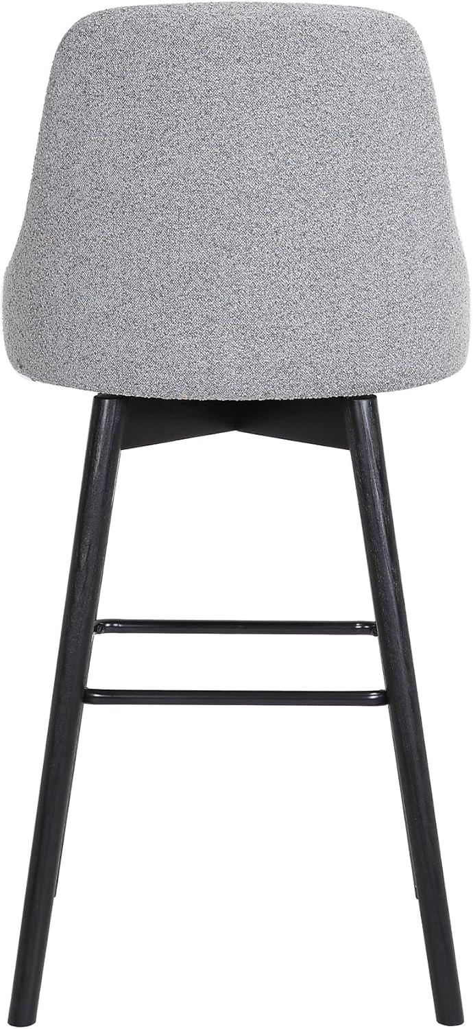 Armen Living Indoor Sicily 26" Swivel Black Wood Counter Stool in Gray Faux Leather