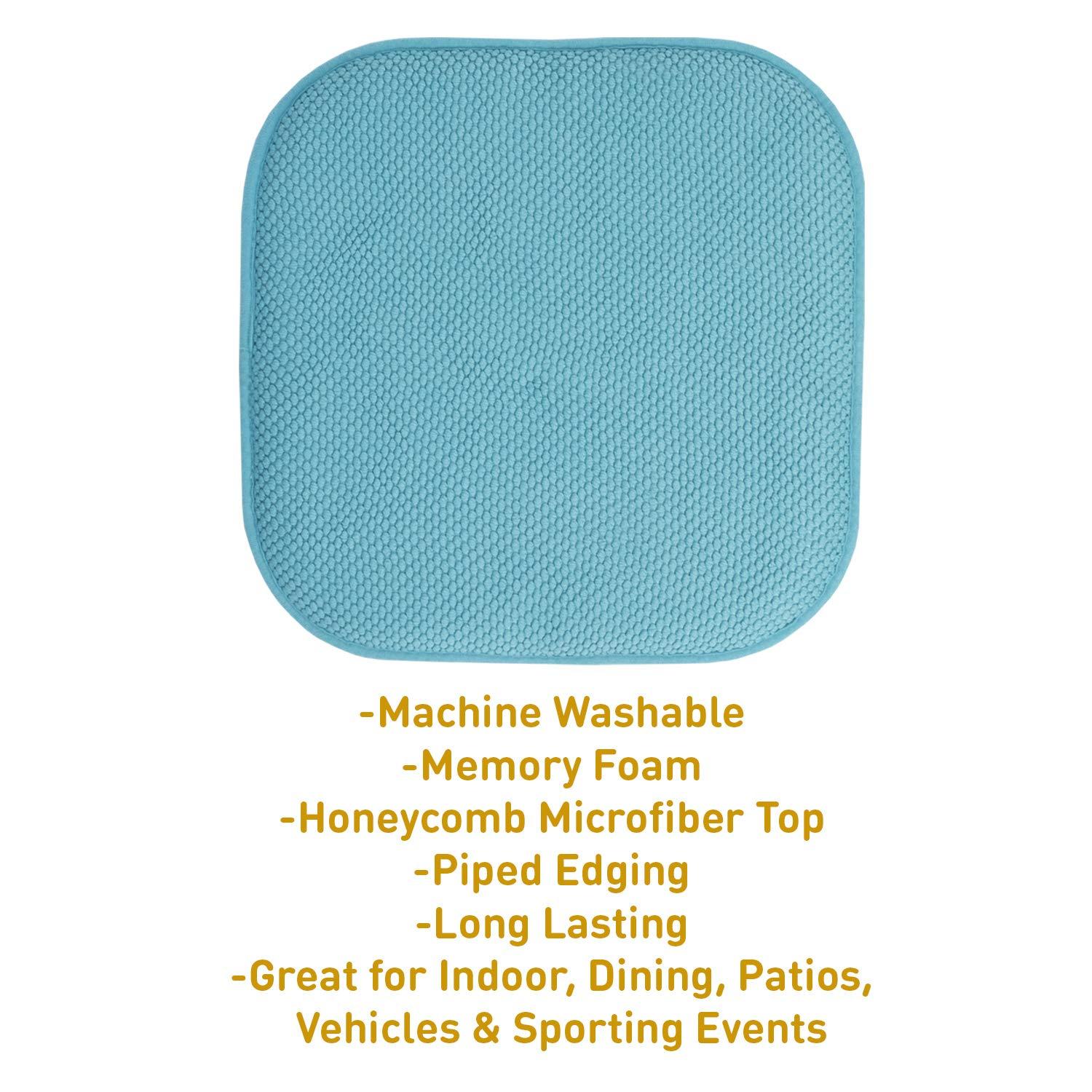 Memory Foam Honeycomb Non-Slip Back 16" x 16" Chair Cushion Pad 2, 4, 6, 12 Pack