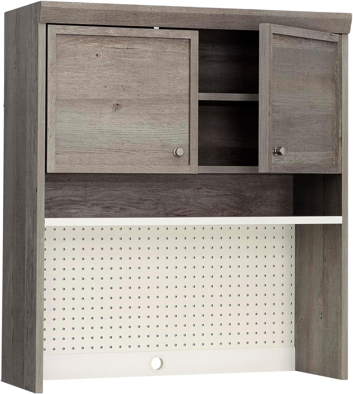 Mystic Oak and White Craft Storage Hutch with Adjustable Shelf