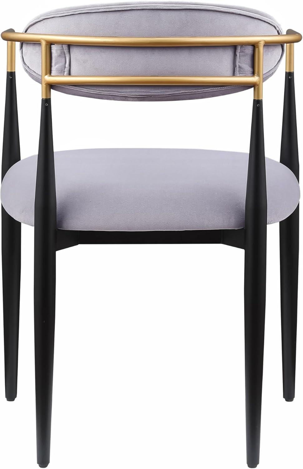 Benjara Kenny 21 Inch Dining Chairs, Fabric, Foam Padding, Gold and Black Metal (Set of 2)
