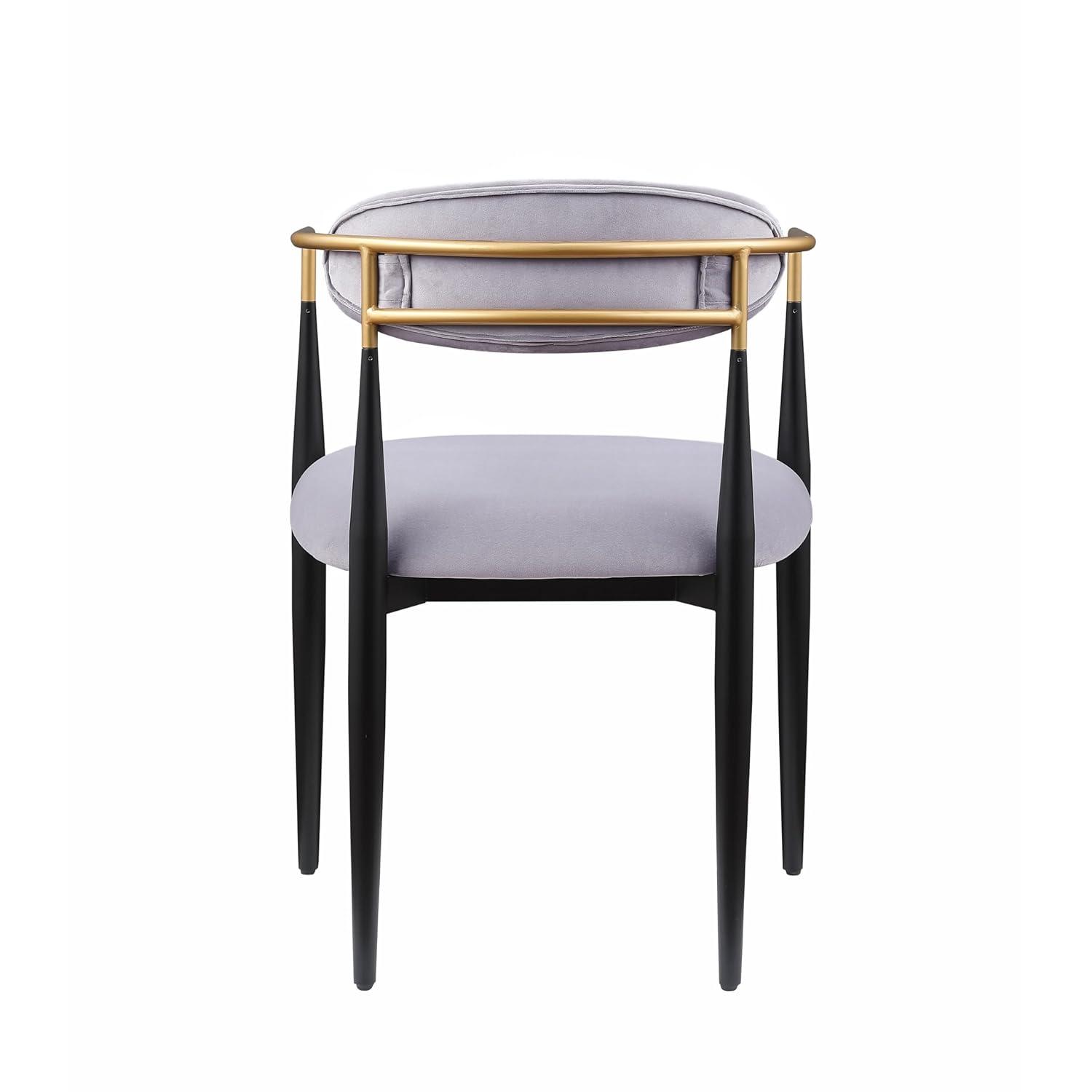 Benjara Kenny 21 Inch Dining Chairs, Fabric, Foam Padding, Gold and Black Metal (Set of 2)