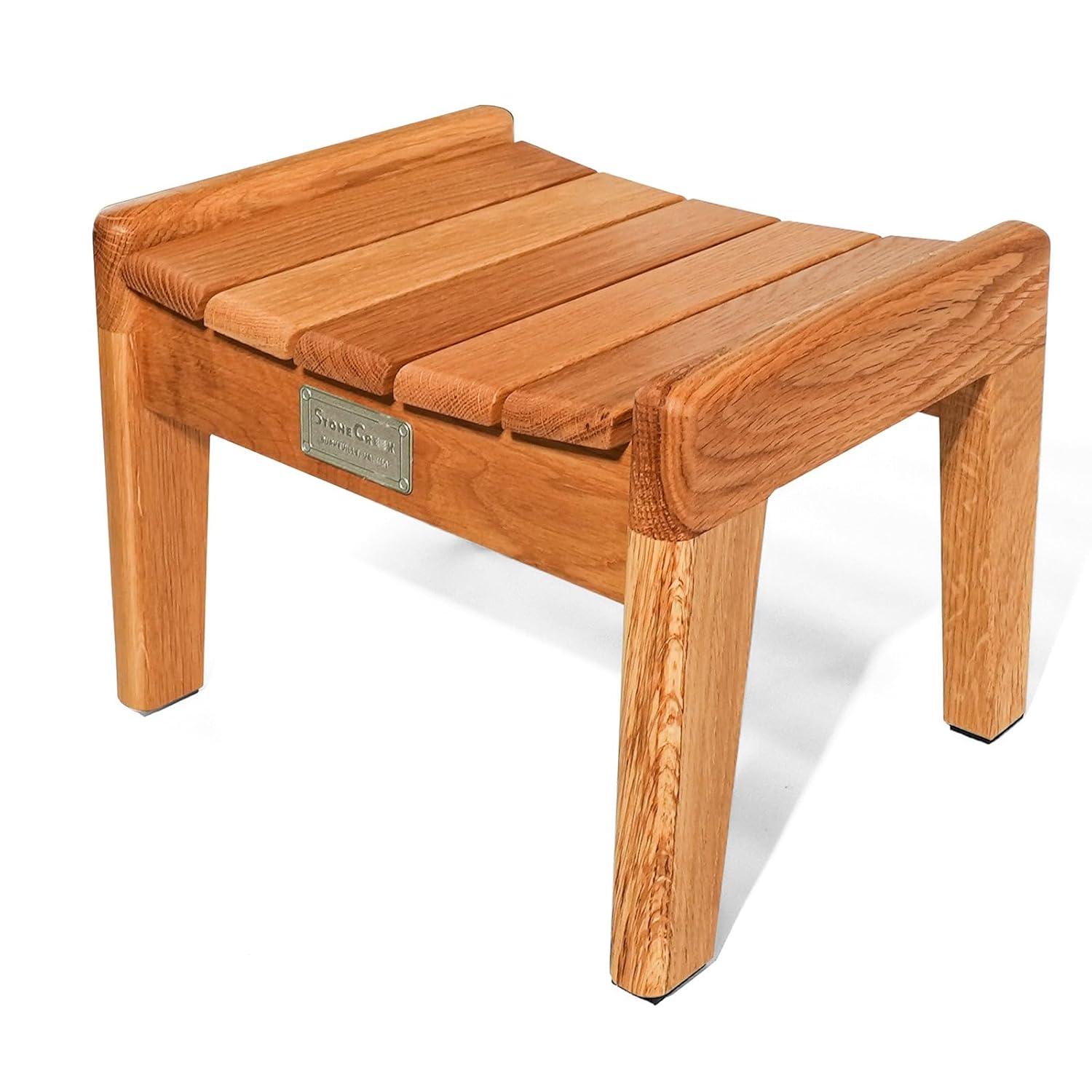 StoneCreek Creative Wood Stool, USA Grown Oak, Stylish Curved Seat Surface Rustic Crate-Inspired Design, Handcrafted Little Stool for Adult Kids, No Assembly Needed, Standard, Natural Oak