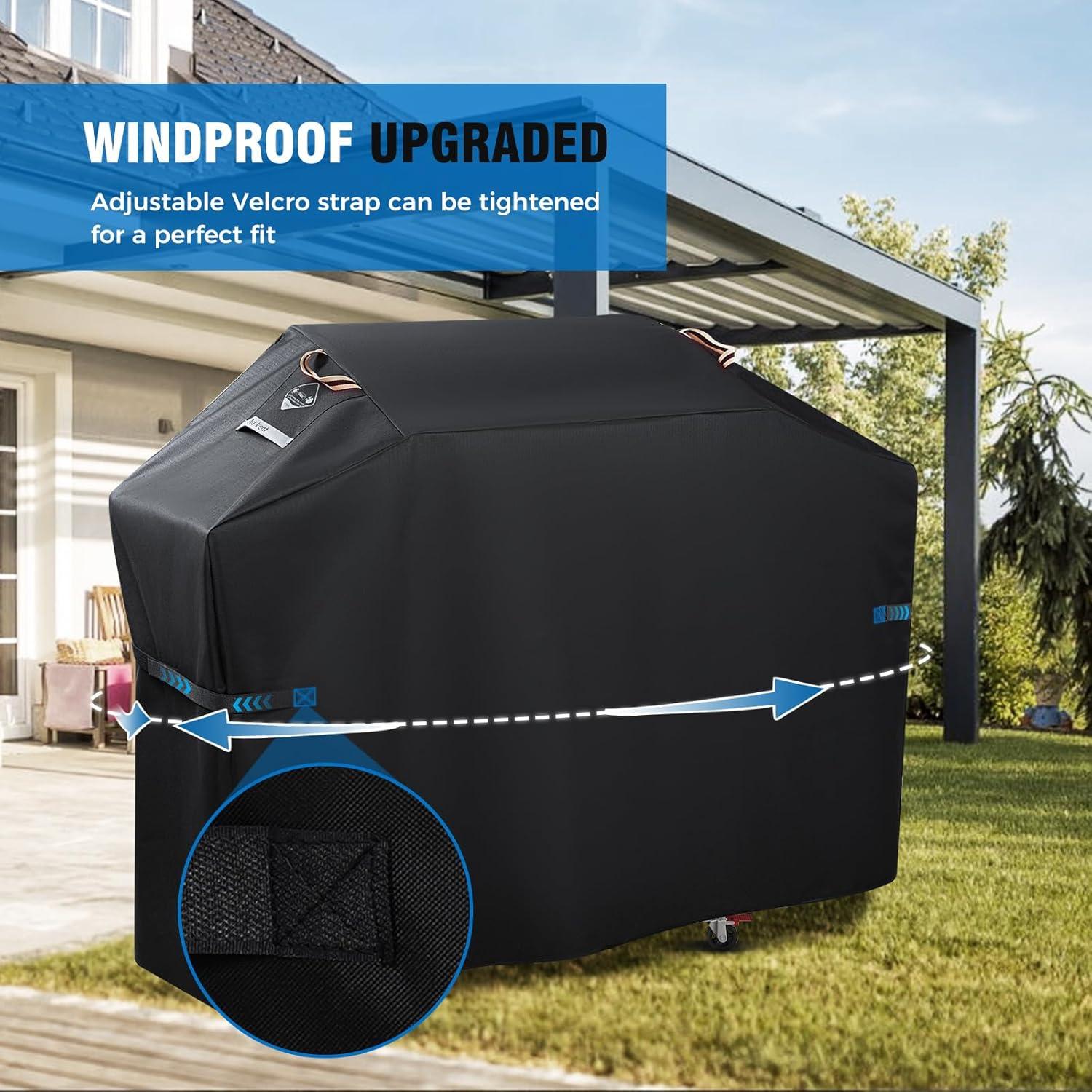 Black 55-Inch Heavy-Duty Waterproof Grill Cover