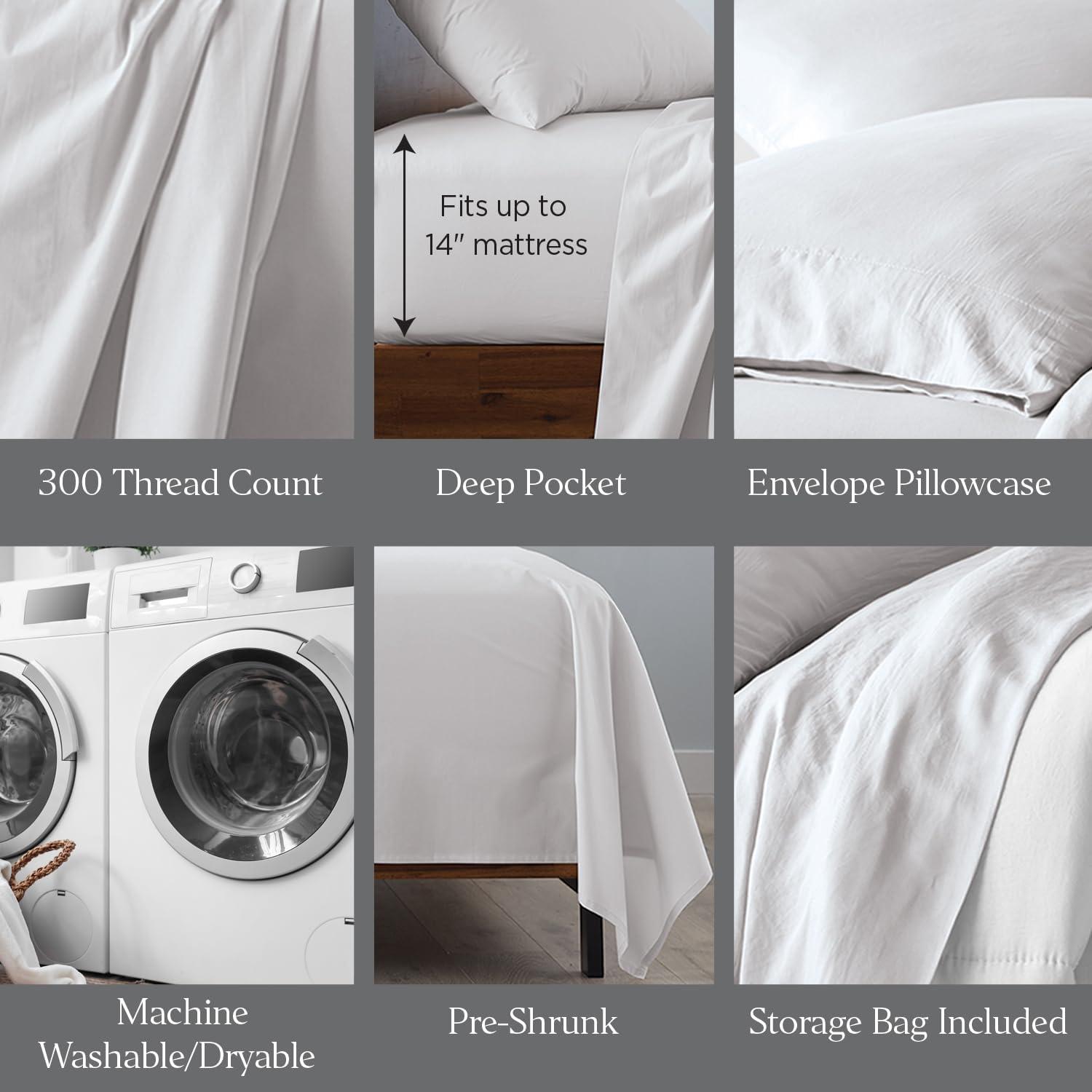 Ella Jayne Home 100% Cotton Percale Crisp and Cool Sheet Set