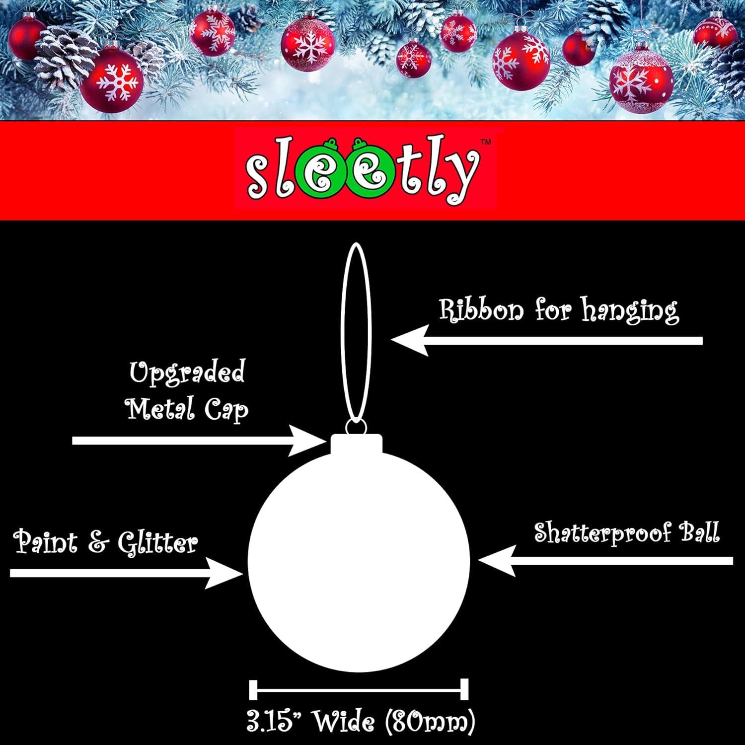 SLEETLY 28pk White Silver Christmas Ball Ornaments for Tree Decorations - Holiday Xmas Shatterproof Plastic Balls, Icicles and Snowflakes Ornament Set
