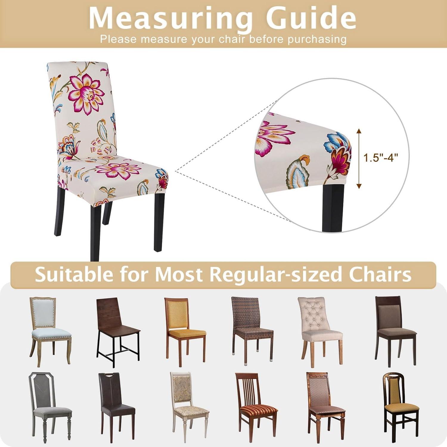 Dining Chair Covers Set of 6 Stretch Floral Dining Chair Slipcovers for Parson Chairs 6 Pack Washable Removable，(6,#16)