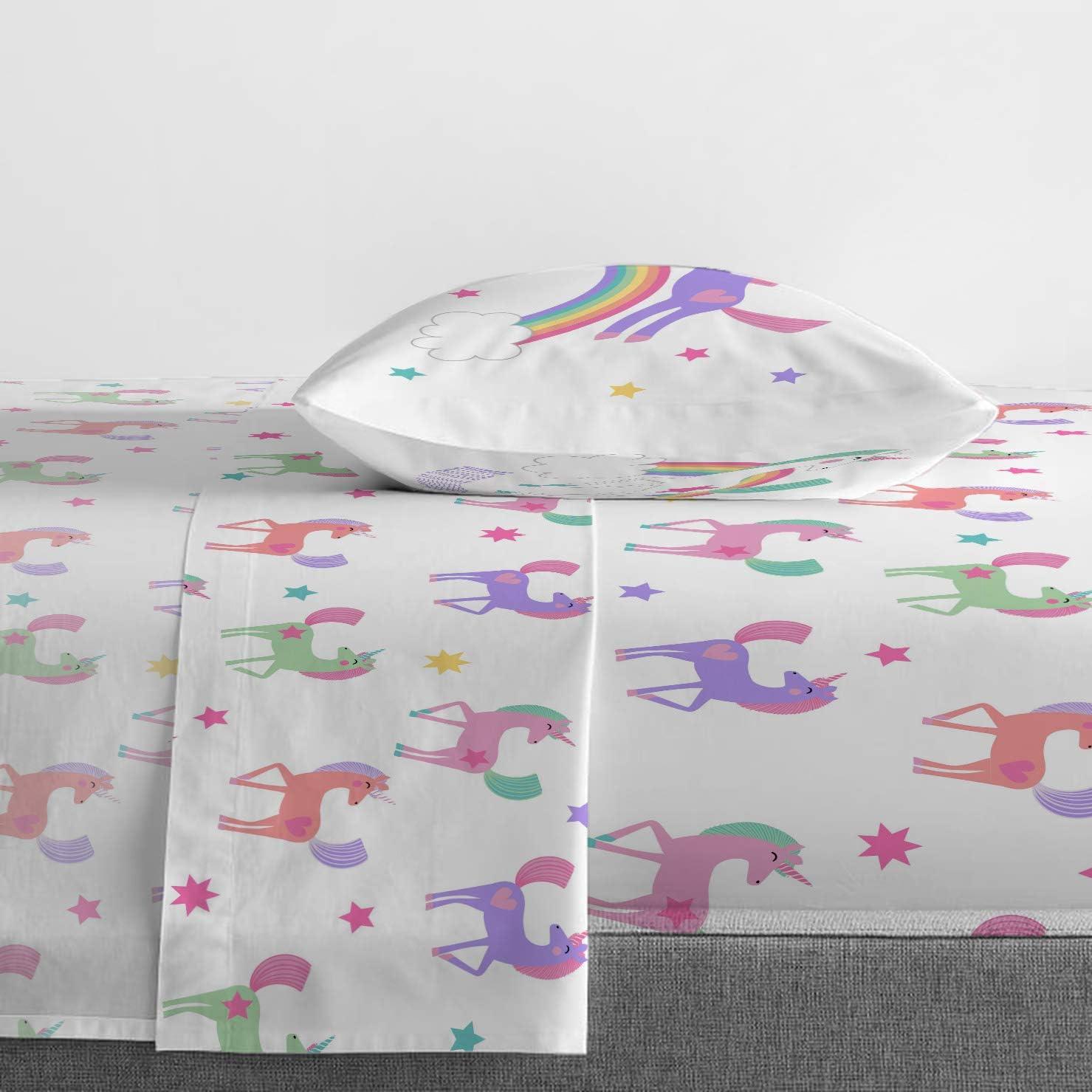 Gray Unicorn and Rainbow Microfiber Toddler Bedding Set