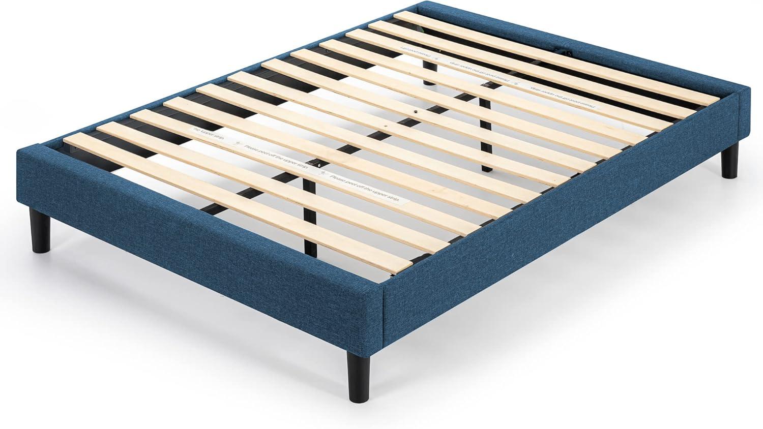 Zinus Curtis 13" Upholstered Platform Bed Frame, Navy, Queen
