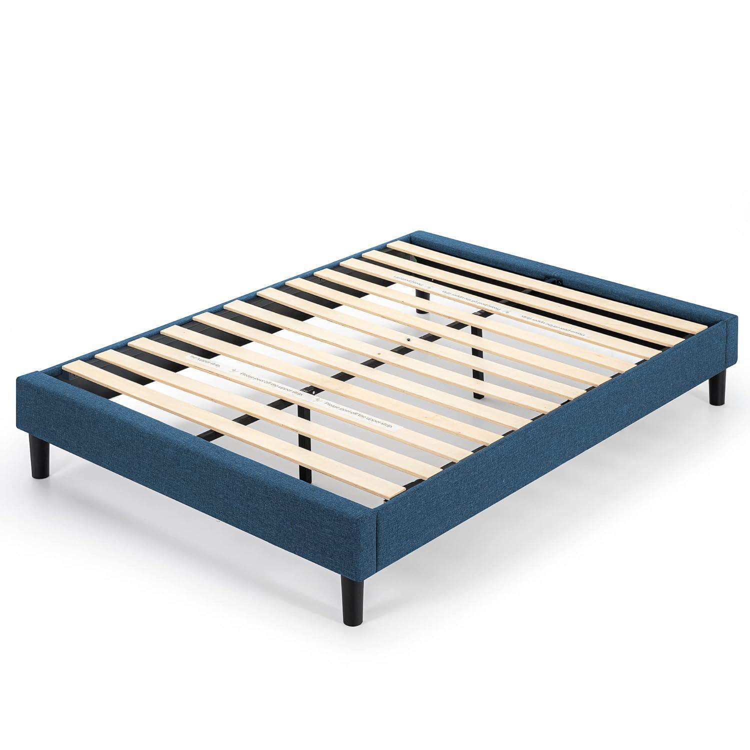 Zinus Curtis Estructura de Cama con Plataforma Tapizada de 13", Azul Marino, Tamaño Queen