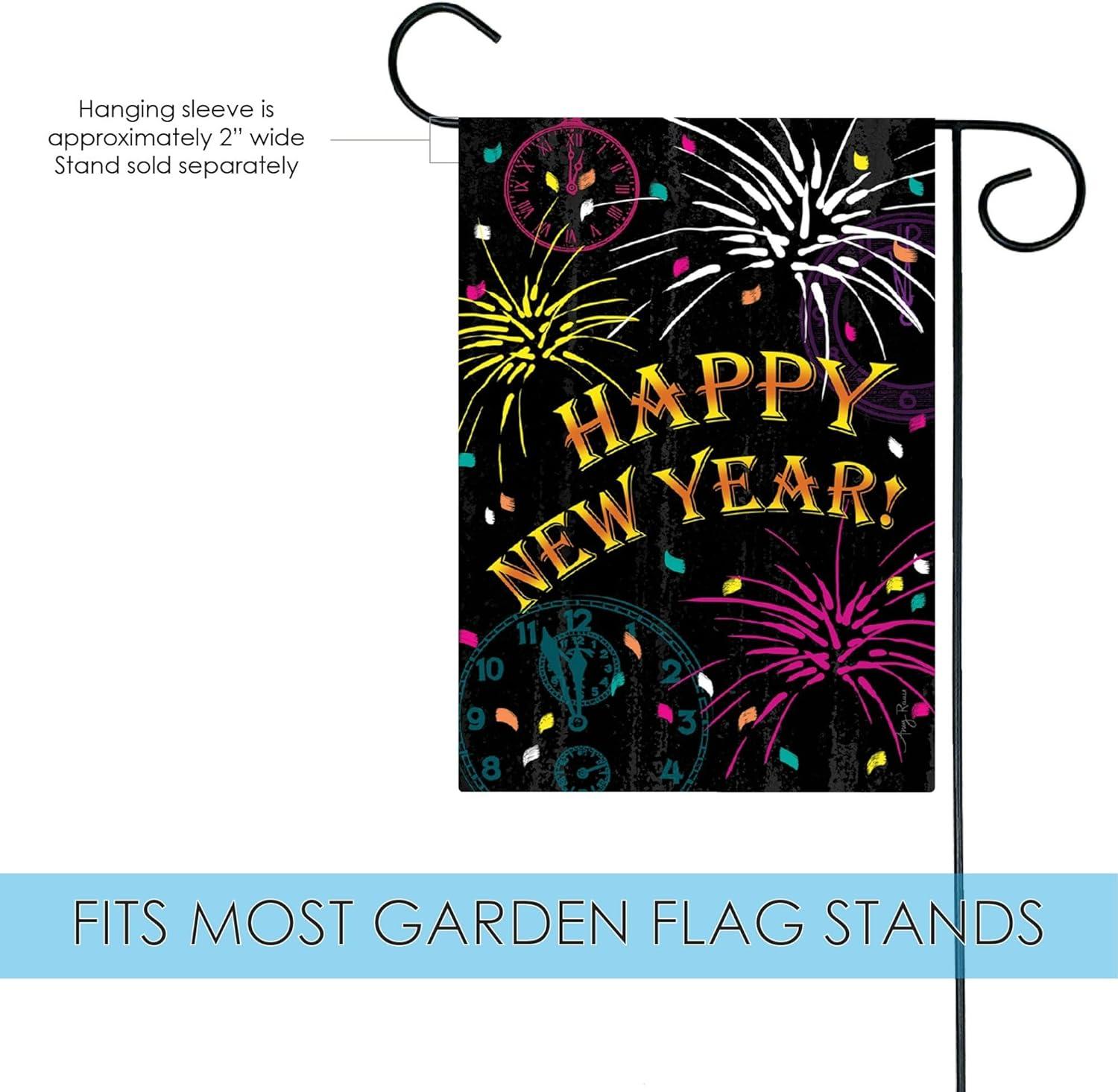 Happy New Year Multi-Color Polyester Garden Flag