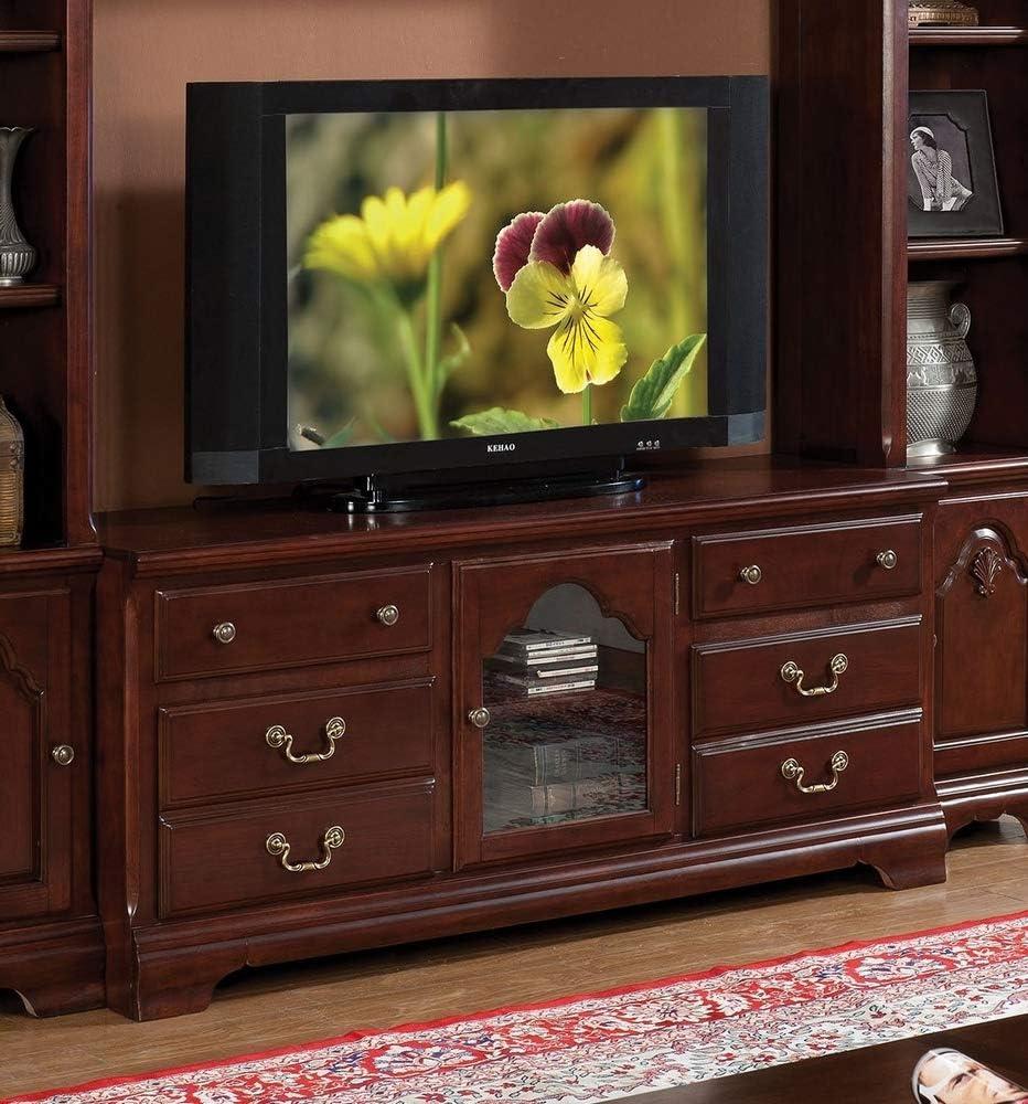 Hercules Cherry Wood TV Stand with Glass Doors