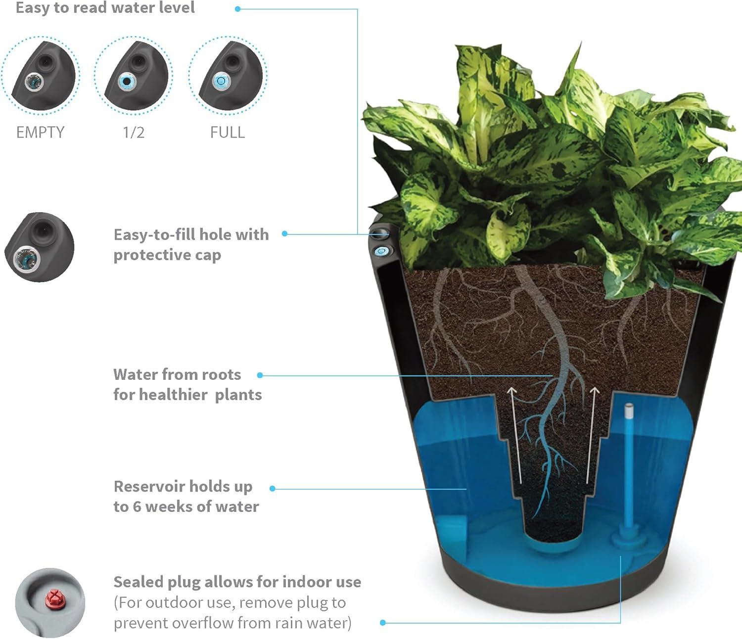 Crescent Garden Self-Watering Dot TruDrop Plastic Pot Planter