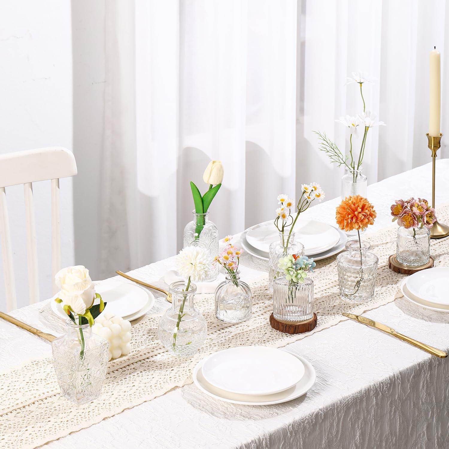 Bud Vases Set of 12, Small Glass Vases for Centerpieces, Small Flower Vases for Centerpieces, Vintage Mini Vase, Clear Bud Vase for Wedding Table Decor
