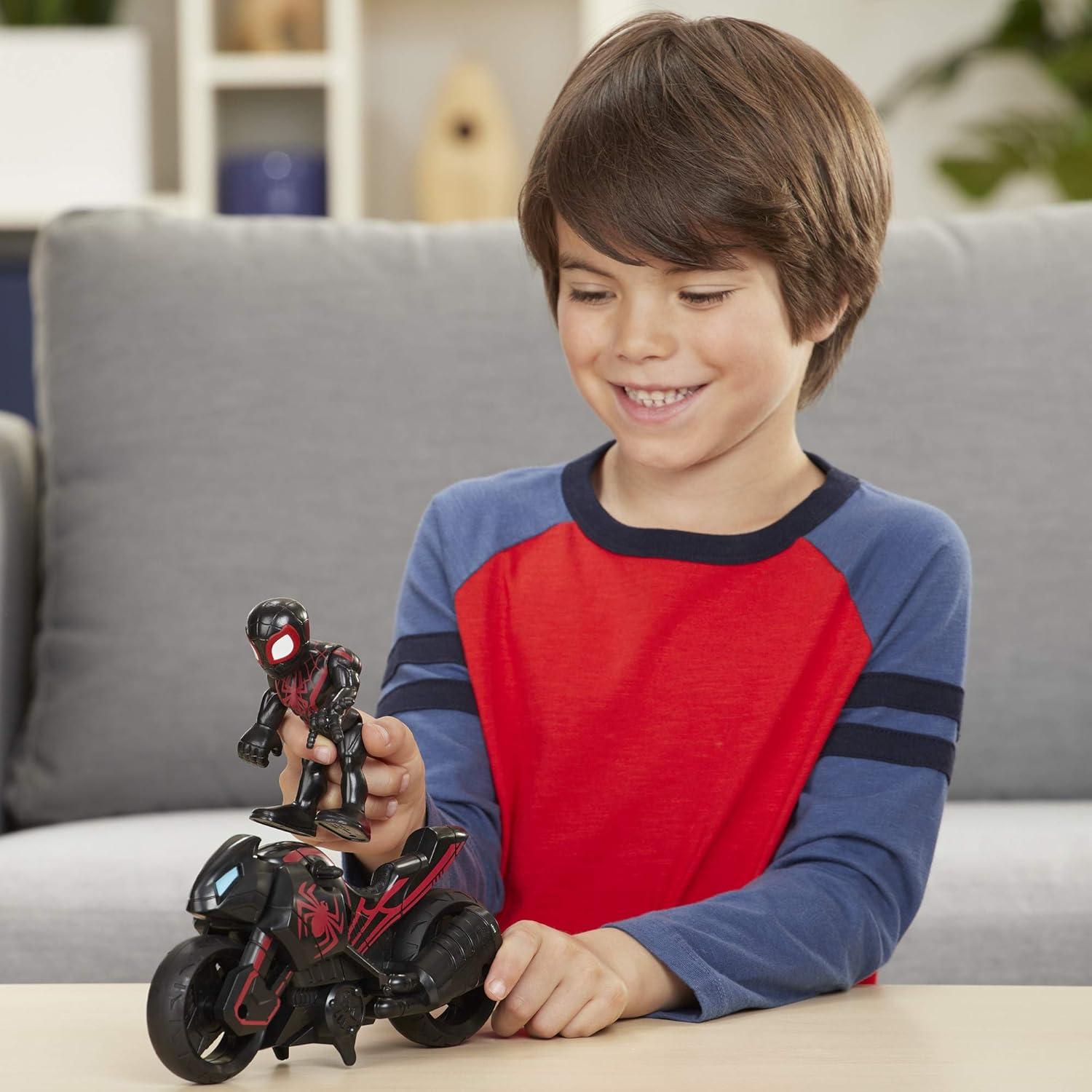 Kid Arachnid Black and Red Action Figure with Motorcycle